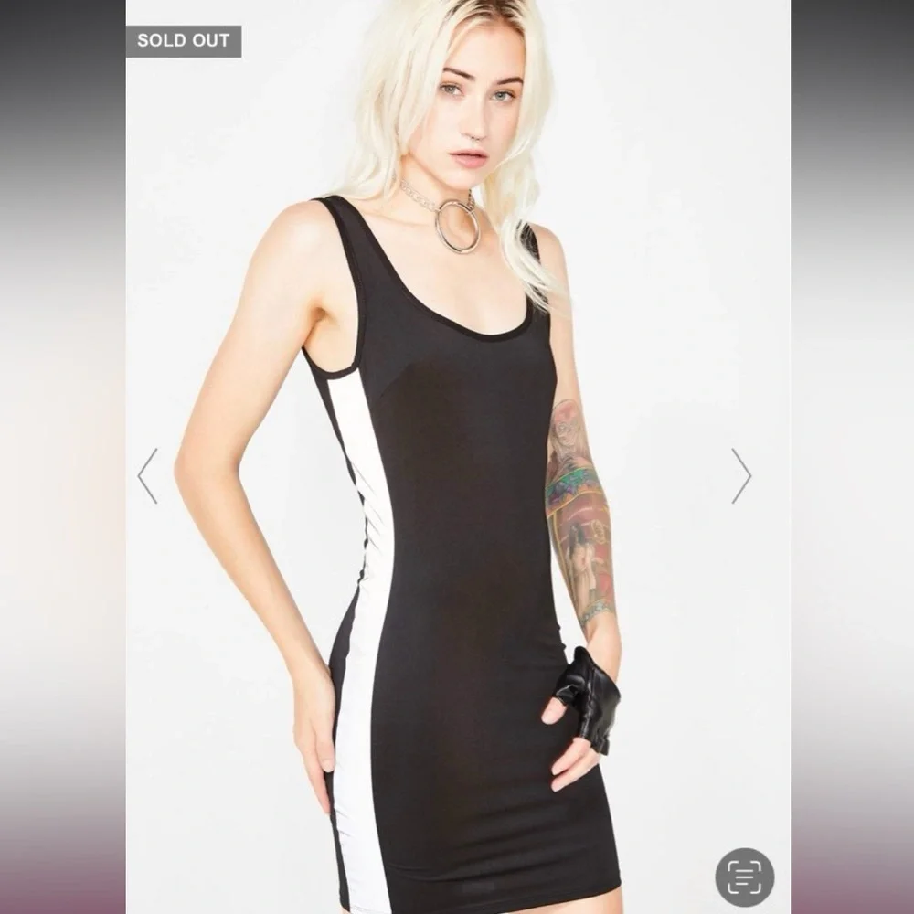 Nwot Dollskill black bodycon mini dress w/ reflective detail - Picture 2 of 7